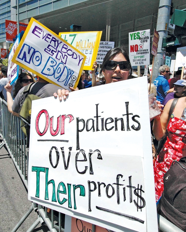Protest in San Francisco. The people need to demand that the government provide quality healthcare for all. PHOTO/BILL HACKWELL