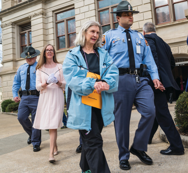 Protest and twelve arrests on the steps of the Capitol in Atlanta, GA. The governor vowed to not accept federal funding for Medicaid expansion; 1200 people died in the state last year due to a lack of healthcare. PHOTO/ STEVE EBERHARDT