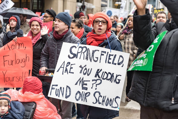 Chicago Teachers Union strike on April 1 for public funding for schools. PHOTO/SARAH JANE RHEE