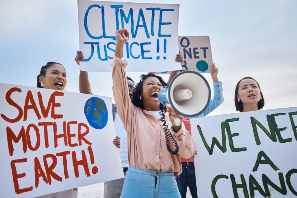 black women protest for climate justice.