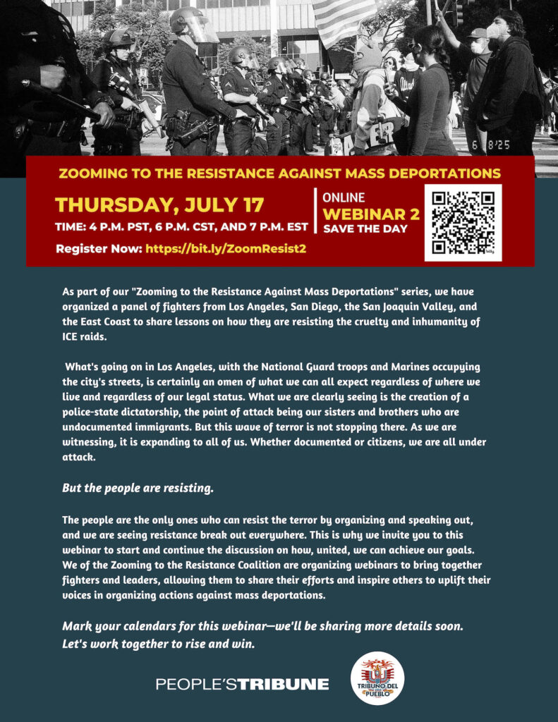 English flyer zooming to the resistance against mass deportations webinar 2