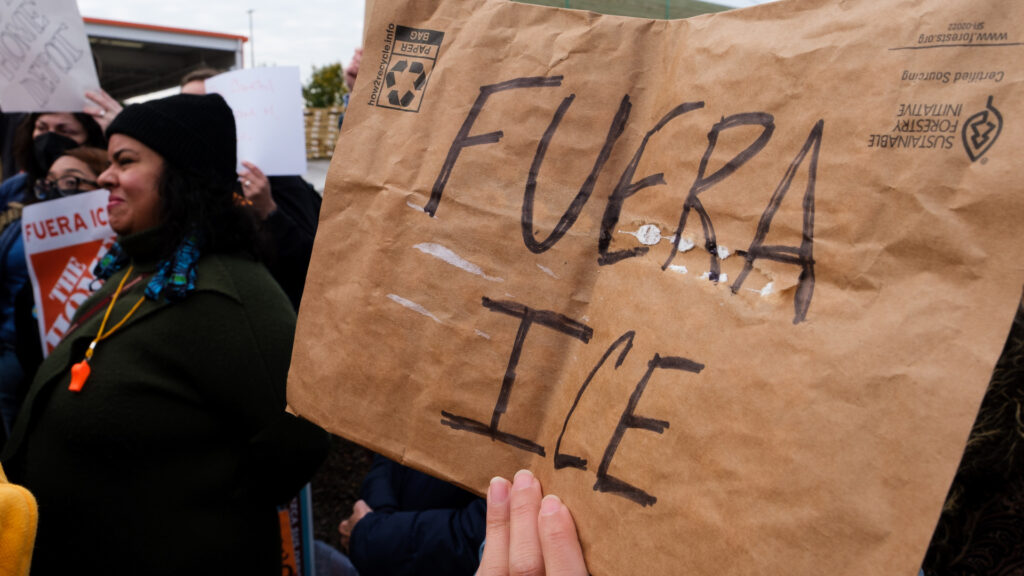 chicagoans gather at a Home Depot to show solidarity with day laborers
