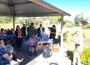Democratic Socialist candidate Val Thomason gives a speech to fellow progressives at her candidate launch party on Oct. 26 in Las Vegas, Nevada. Multiple other Democratic Socialist state candidates are in attendance.