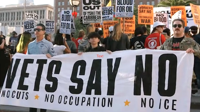 Demonstration in L.A. to say no war with Venezuela