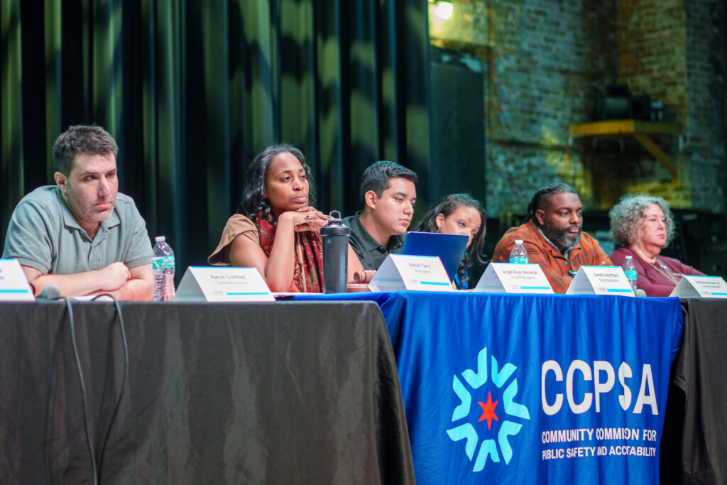 CCPSA members at chicago hearing on police cooperation with ICE