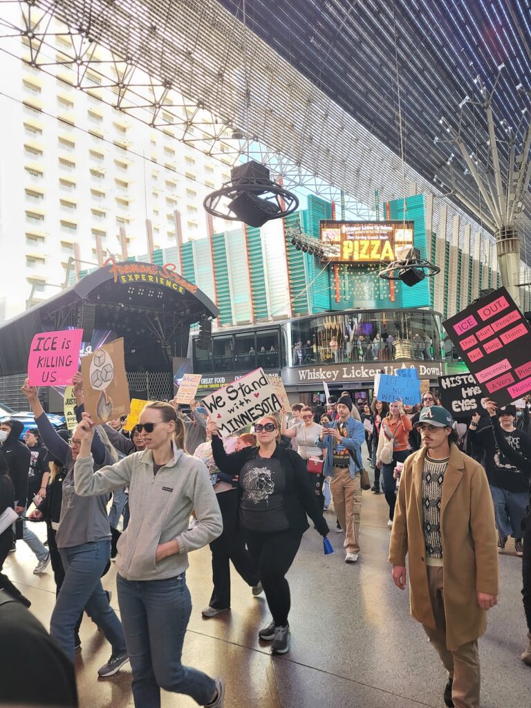 Las Vegas protest against US Immigration authorities killing of Alex Pettri