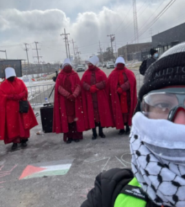 Ivette and the Illinois Democratic Women of Cook County, a silent protest outside the Broadview, IL detention center.