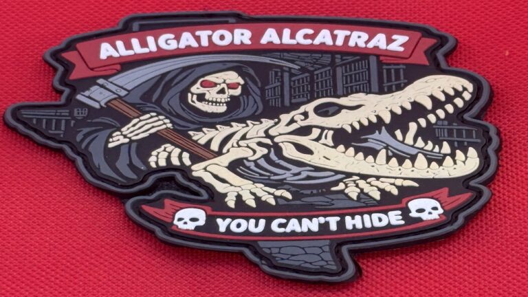 photo of guard uniform patch from alligator alcatraz detention center