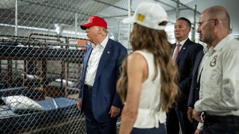 photo of trump touring alligator alcatraz for detentiion centers story