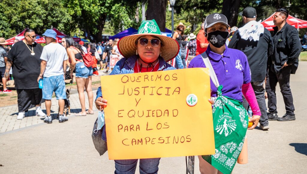 photo of UFW people demonstrating in sacramento in 2022 for cesar chavez story