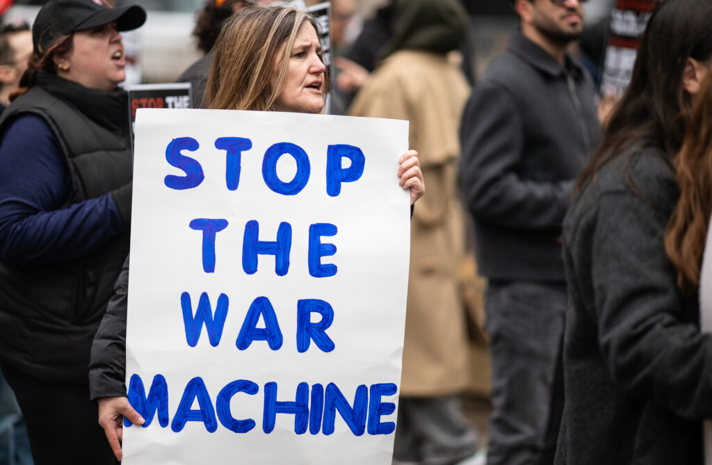 anti war demonstration in chicago photo to go with tribunal of conscience story