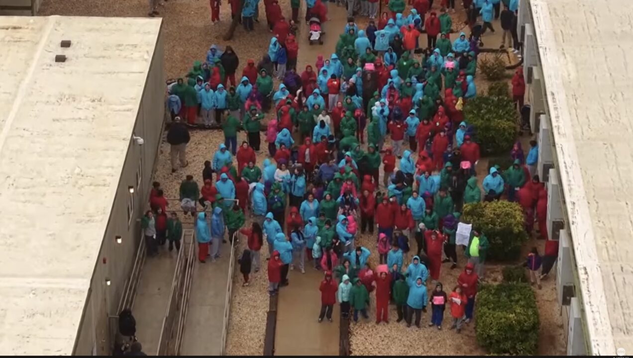 protest inside Dilley ICE detention center