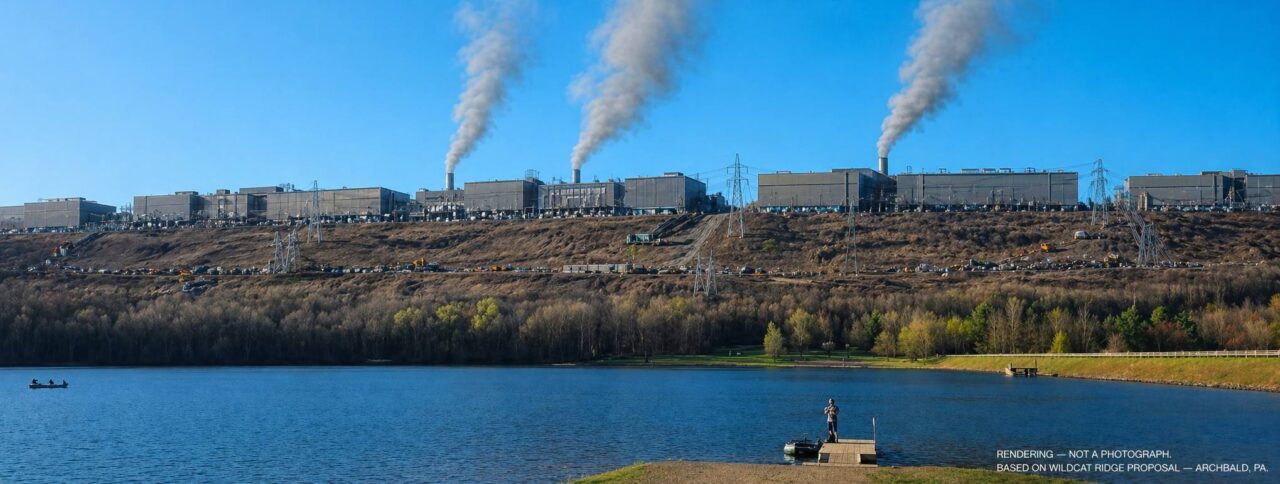 Rendering, not a photograph. Based on Wildcat Ridge Proposal - Archbald, PA, from author's Facebook post